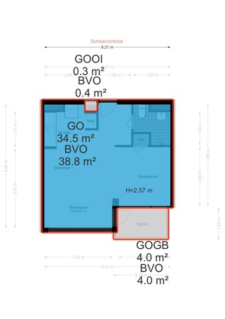 Floorplan - Bachstraat 100, 2324 GN Leiden